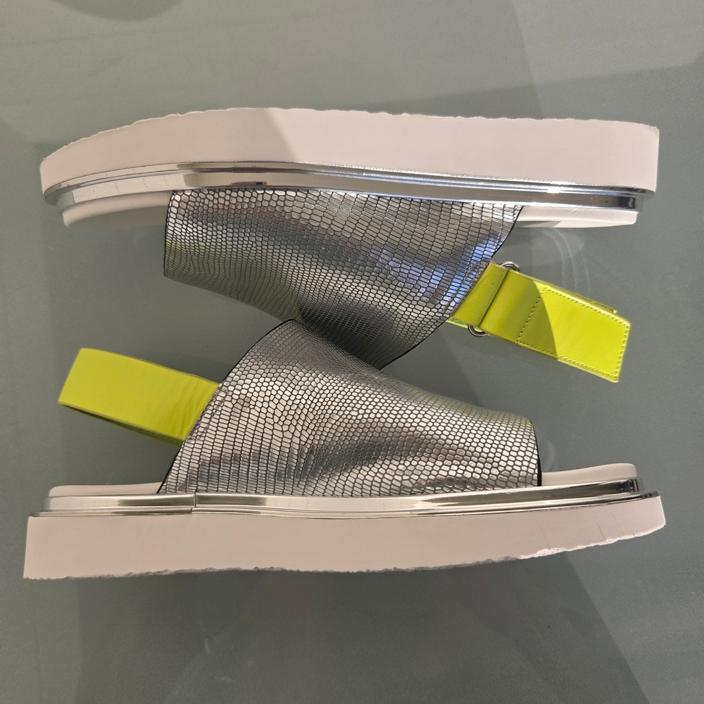 United Nude Rico Sandal Silver Neon Lime Green Platform Slingback Womens 37 - Picture 9 of 11